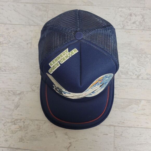 Vintage NASA Kennedy Space Center Hat Blue Foam Snapback Trucker Cap Taiwan 80s - Picture 6 of 10